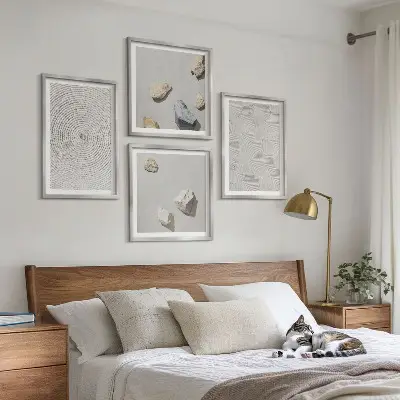 Geometric cardboard stones set of 4 wall art pieces