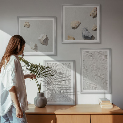 Set of 4 wall art pieces Geometric cardboard stones