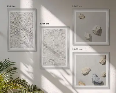 Geometric cardboard stones set of 4 wall art pieces