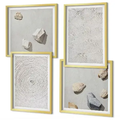 Geometric cardboard stones set of 4 wall art pieces