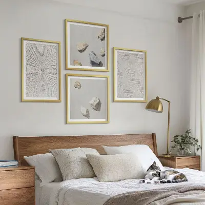 Geometric cardboard stones set of 4 wall art pieces