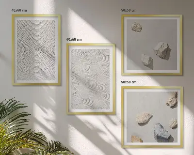 Geometric cardboard stones set of 4 wall art pieces