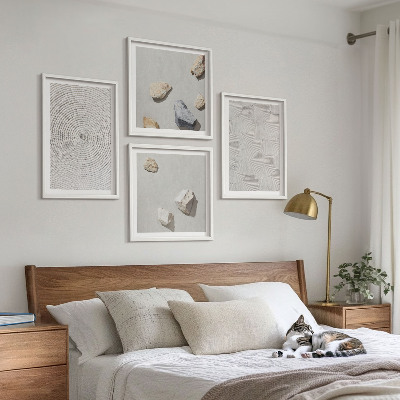 Set of 4 wall art pieces Geometric cardboard stones