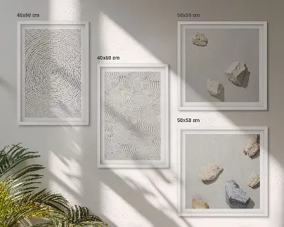 Geometric cardboard stones set of 4 wall art pieces