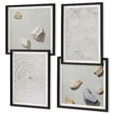 Set of 4 wall art pieces Geometric cardboard stones
