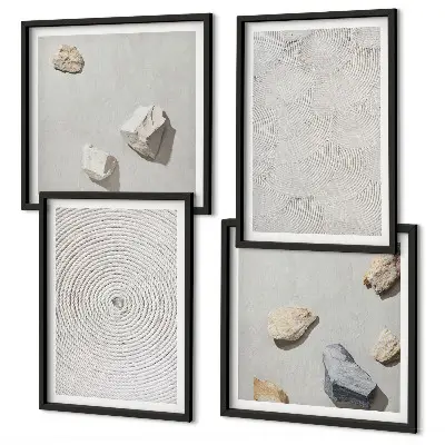 Geometric cardboard stones set of 4 wall art pieces