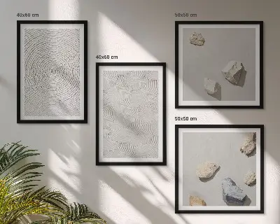 Geometric cardboard stones set of 4 wall art pieces