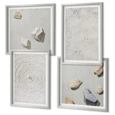 Geometric cardboard stones set of 4 wall art pieces