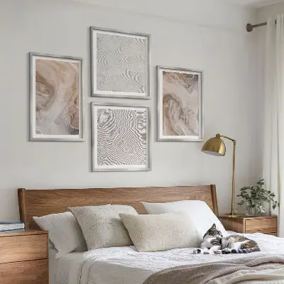 Multi-piece wall decor set with marble stone texture patterns