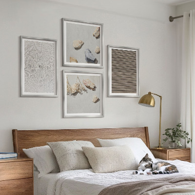 Set of 4 wall art pieces Natural textures wood stones
