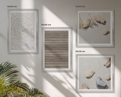 Set of 4 wall art pieces Natural textures wood stones