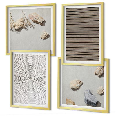 Set of 4 wall art pieces Natural textures wood stones