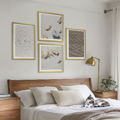 Set of 4 wall art pieces Natural textures wood stones