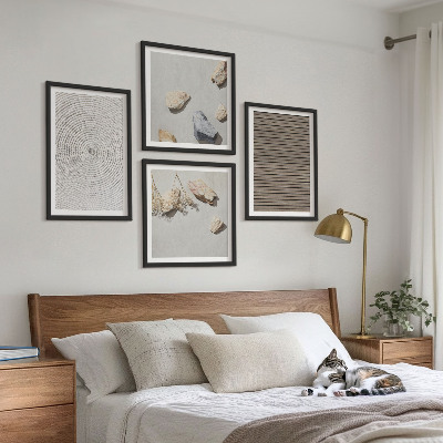 Set of 4 wall art pieces Natural textures wood stones