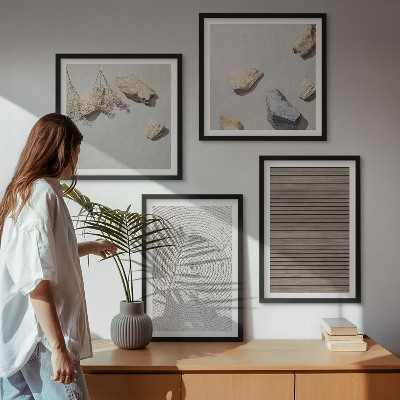 Set of 4 wall art pieces Natural textures wood stones