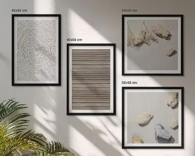 Set of 4 wall art pieces natural textures of wood and stones
