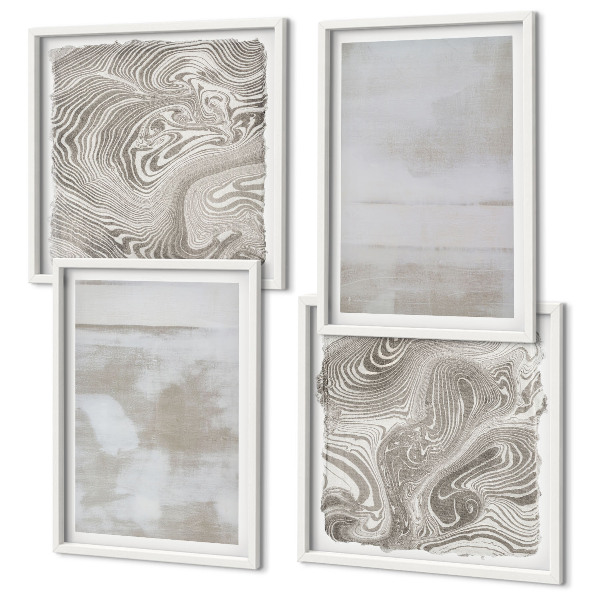 Set of 4 wall art pieces Worn textures modern style