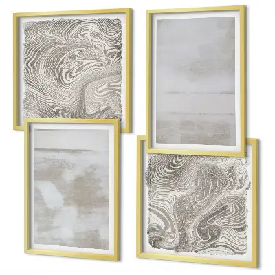 Set of 4 wall art pieces with worn textures in a modern style