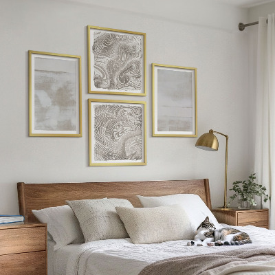 Set of 4 wall art pieces Worn textures modern style