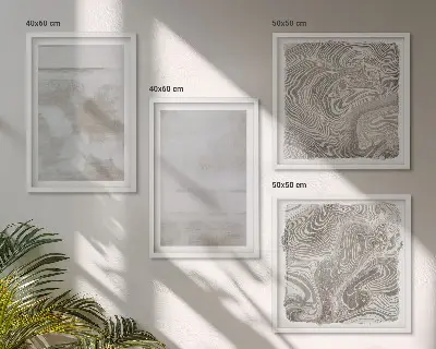 Set of 4 wall art pieces with worn textures in a modern style