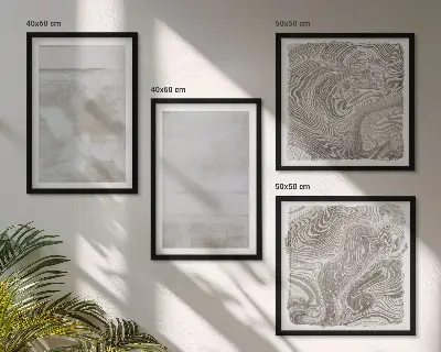 Set of 4 wall art pieces with worn textures in a modern style