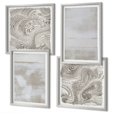Set of 4 wall art pieces Worn textures modern style