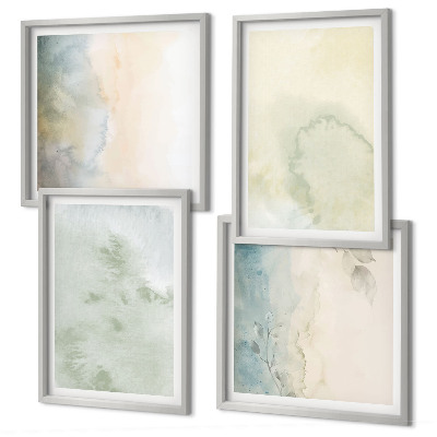 Multi-piece wall decor set Pastel watercolor canvas texture