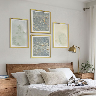 Set of 4 wall art pieces Pastel watercolor canvas paints