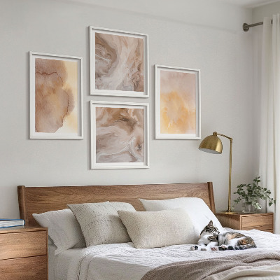 Wall art set Warm watercolors on canvas