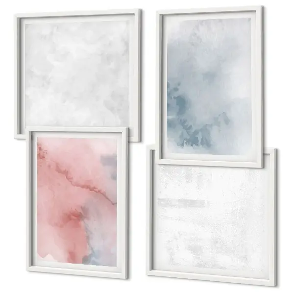 Pastel watercolor textures wall art set of 4 pieces