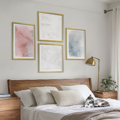 Set of 4 wall art pieces Pastel watercolor textures