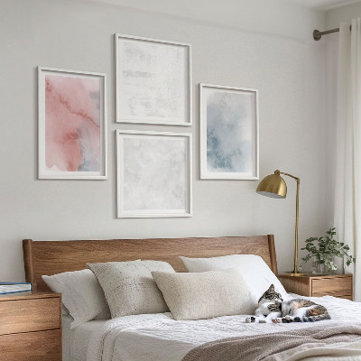 Set of 4 wall art pieces Pastel watercolor textures