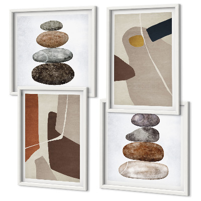 Set of 4 wall art pieces Abstract boho shapes