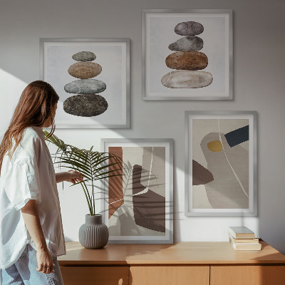 Set of 4 wall art pieces Abstract boho shapes