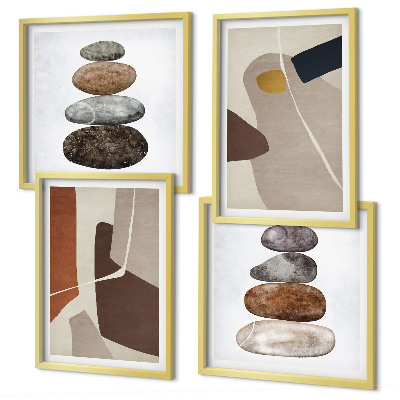 Set of 4 wall art pieces Abstract boho shapes