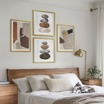 Set of 4 wall art pieces Abstract boho shapes
