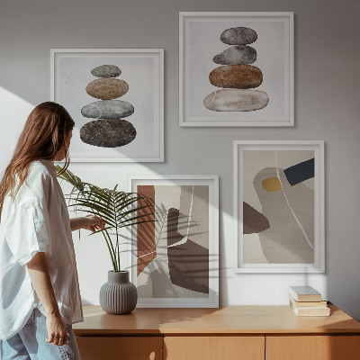Set of 4 wall art pieces Abstract boho shapes