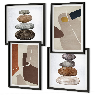 Set of 4 wall art pieces Abstract boho shapes