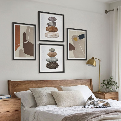 Set of 4 wall art pieces Abstract boho shapes
