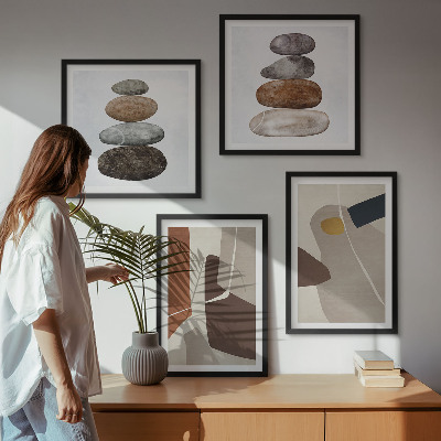 Set of 4 wall art pieces Abstract boho shapes