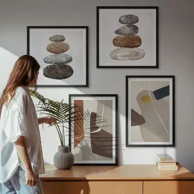 Abstract boho wall art set of 4 pieces