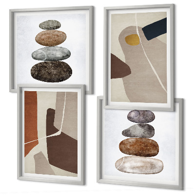 Set of 4 wall art pieces Abstract boho shapes