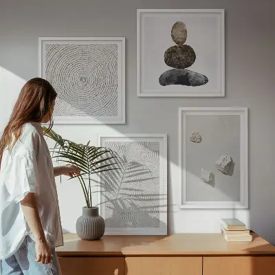 Wall art set modern sand stones painting