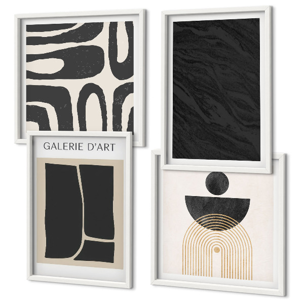 Set of 4 wall art pieces Abstract marble forms