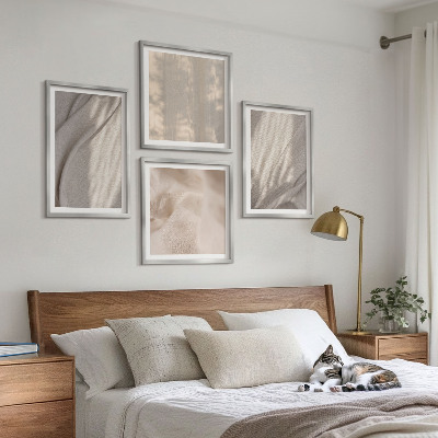 Multi-piece wall decor set Natural boho fabrics close-up