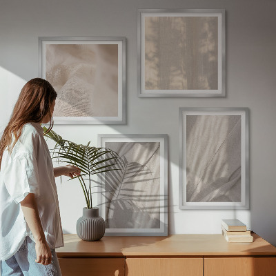 Multi-piece wall decor set Natural boho fabrics close-up