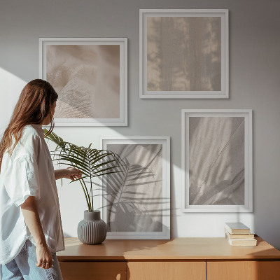 Multi-piece wall decor set Natural boho fabrics close-up
