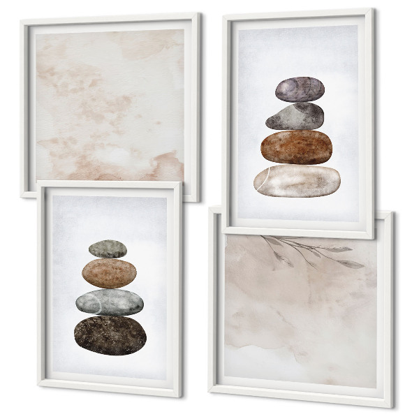 Wall art set Stacks of stones boho painting