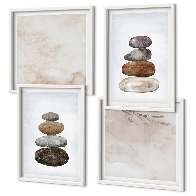Wall art set Stacks of stones boho painting