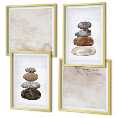 Wall art set Stacks of stones boho painting
